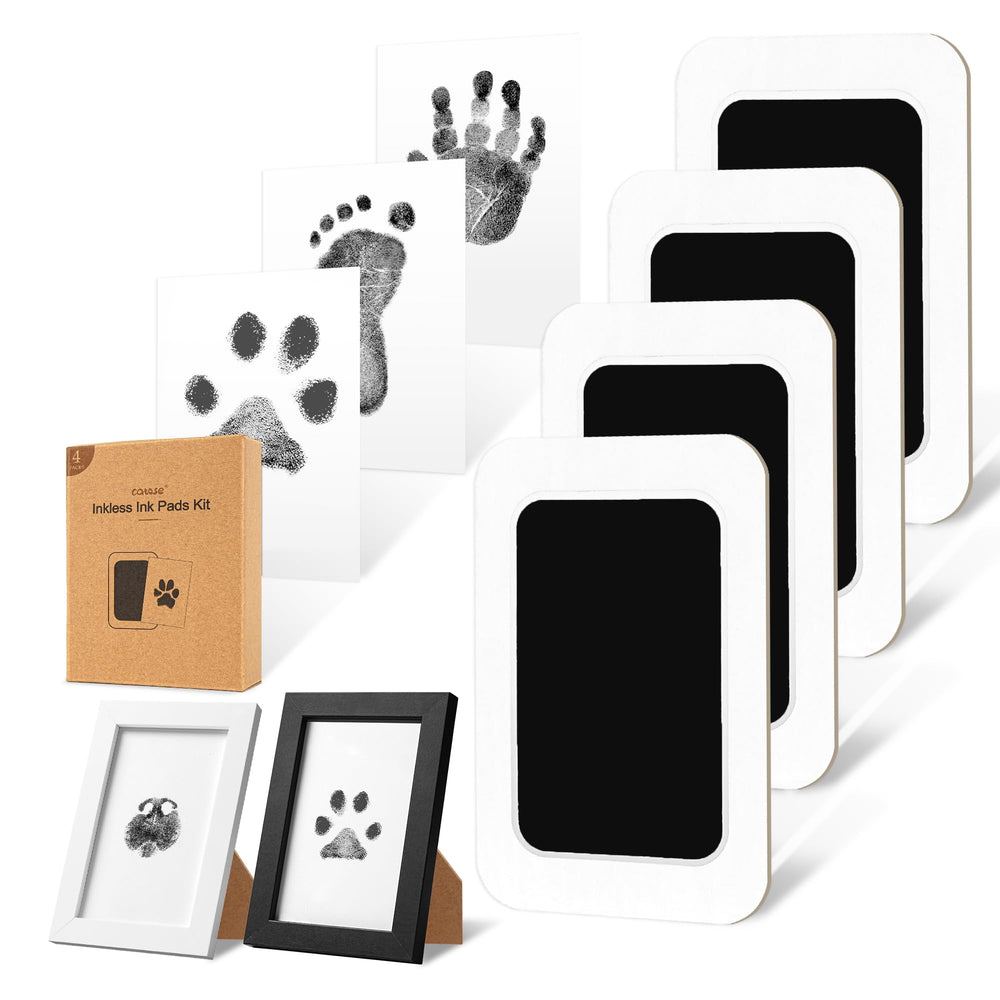 catose Inkless Paw Print Kit shown from the front with its included keepsake pieces.