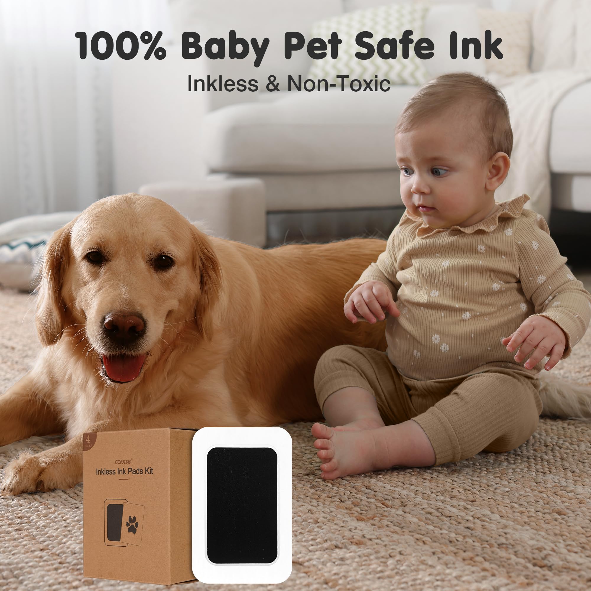 catose Inkless Paw Print Kit shown being used to create a pet paw print.