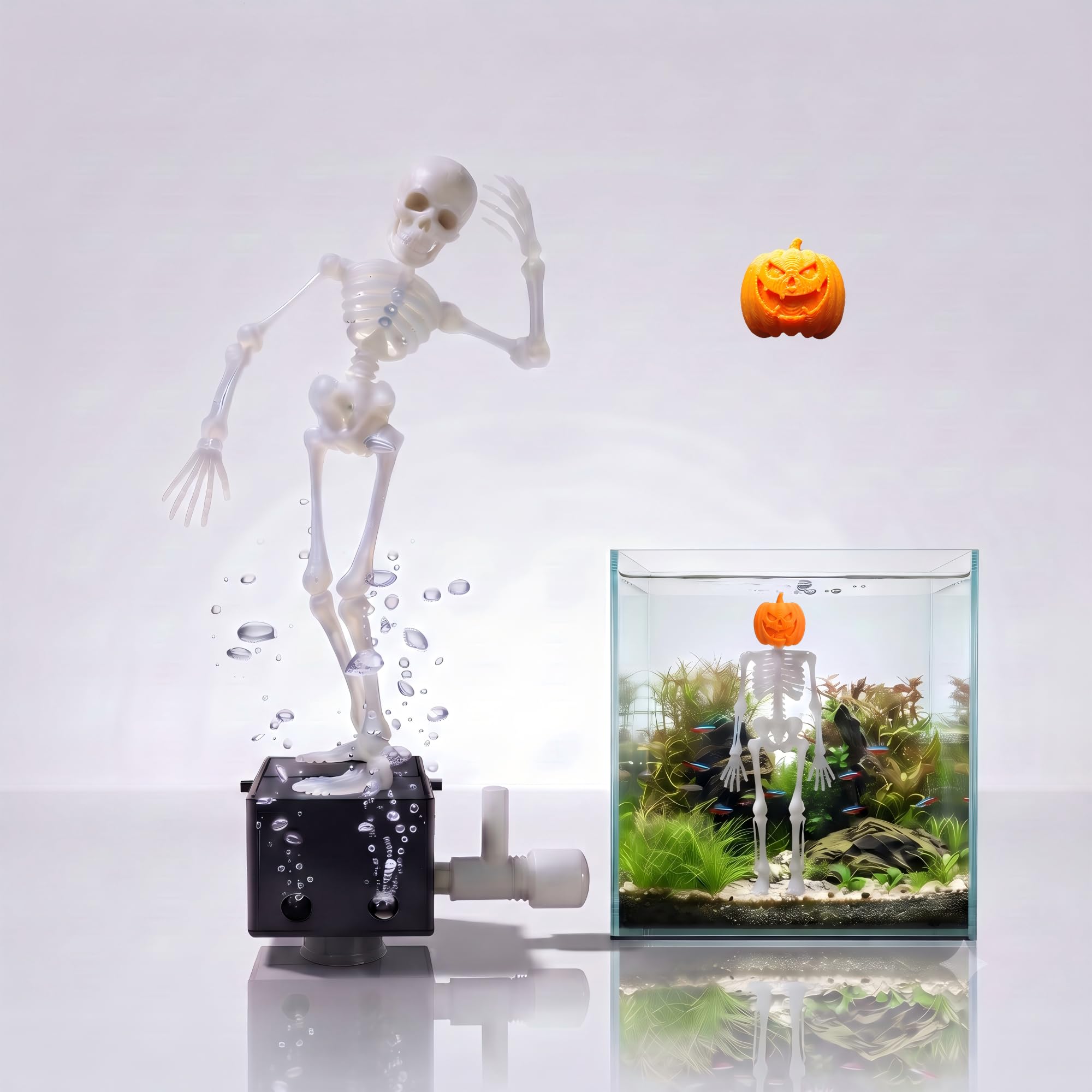CAWOOYII Dancing Skeleton Aquarium Bubbler shown from the front.