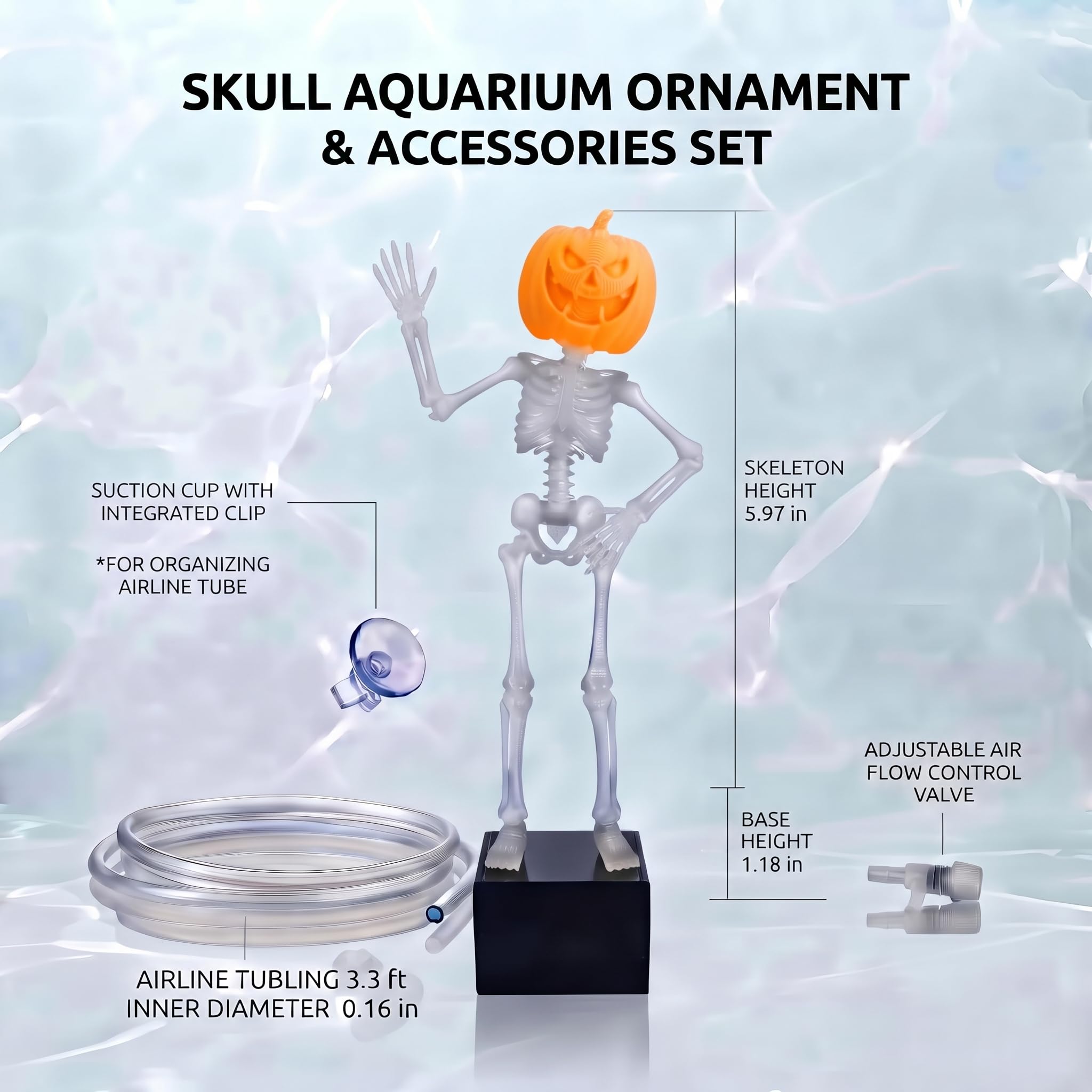 CAWOOYII skeleton aquarium bubbler arranged in a different pose.