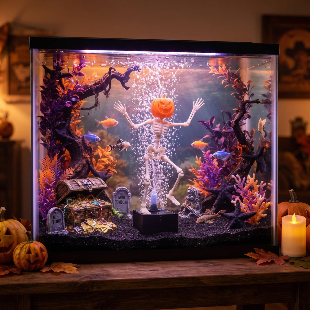 CAWOOYII skeleton aquarium bubbler with its movable joints visible.