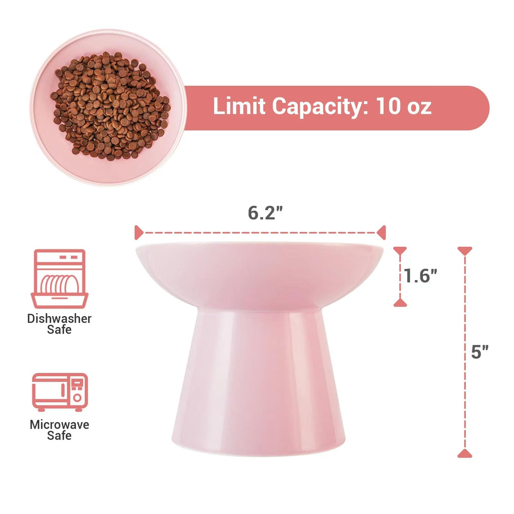CEEFU elevated ceramic cat bowl shown from the side.