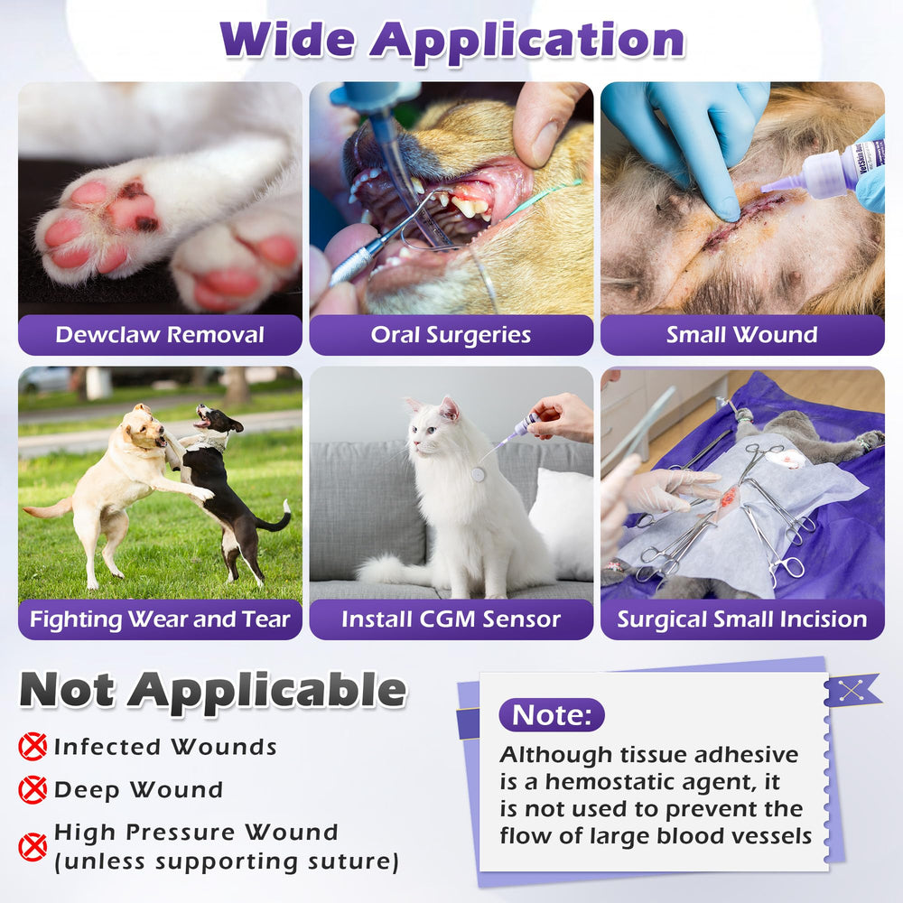 Ceoighe Veterinary Surgical Skin Glue shown in a veterinary wound-closure context.