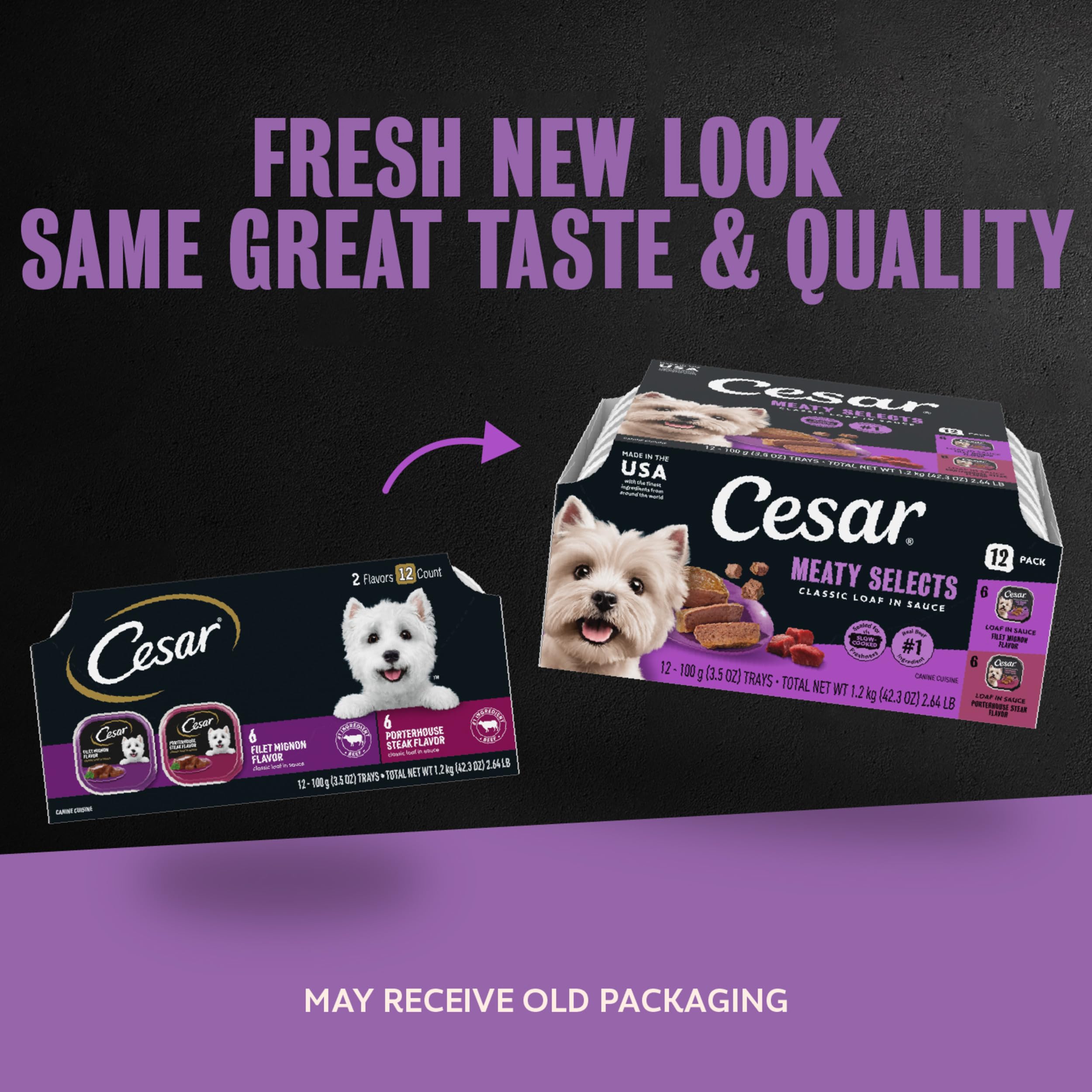 Cesar Classic Loaf wet dog food close-up showing the soft loaf texture.