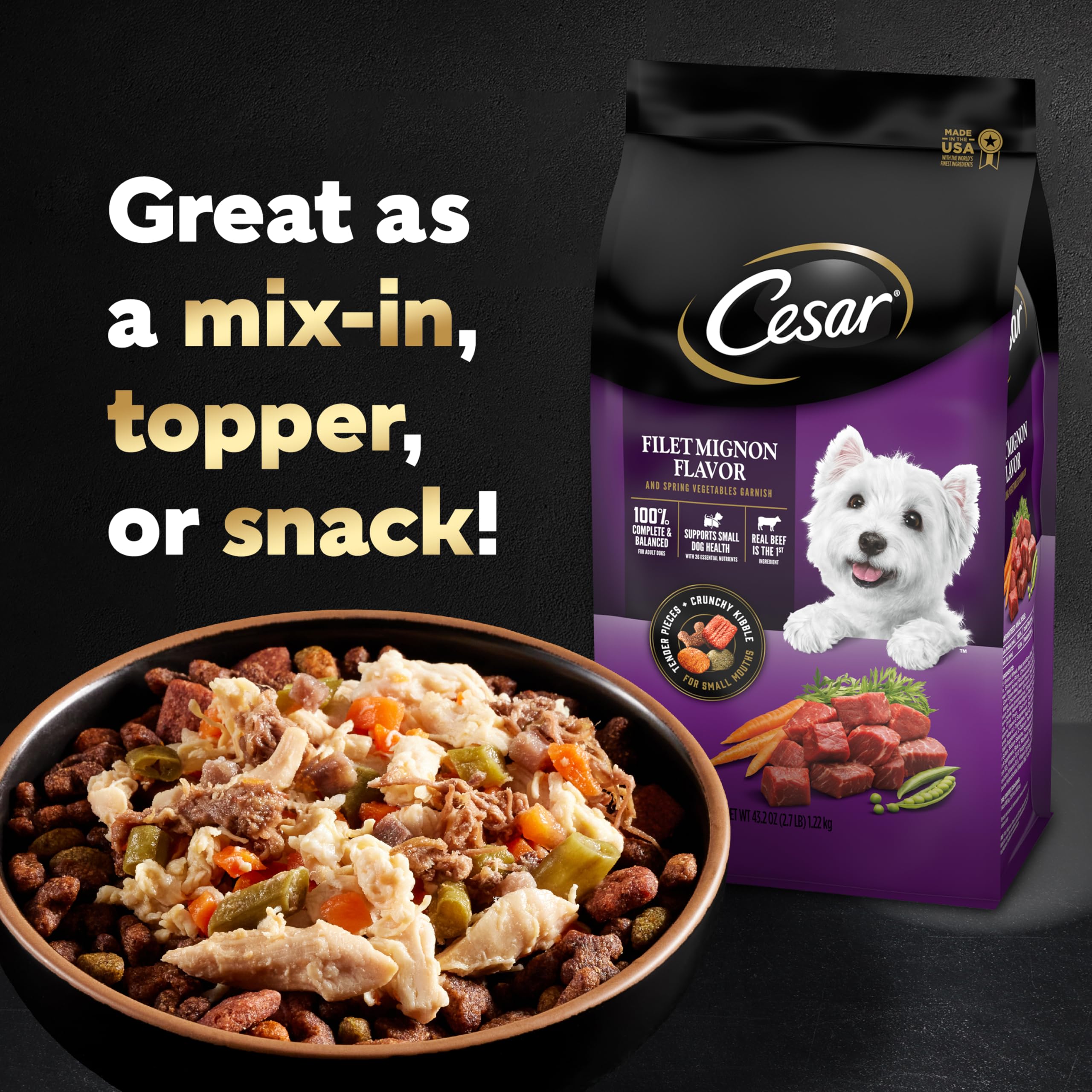 Cesar Simply Crafted dog food shown as a ten-count multipack.