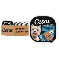 Cesar wet dog food package shown from the front.