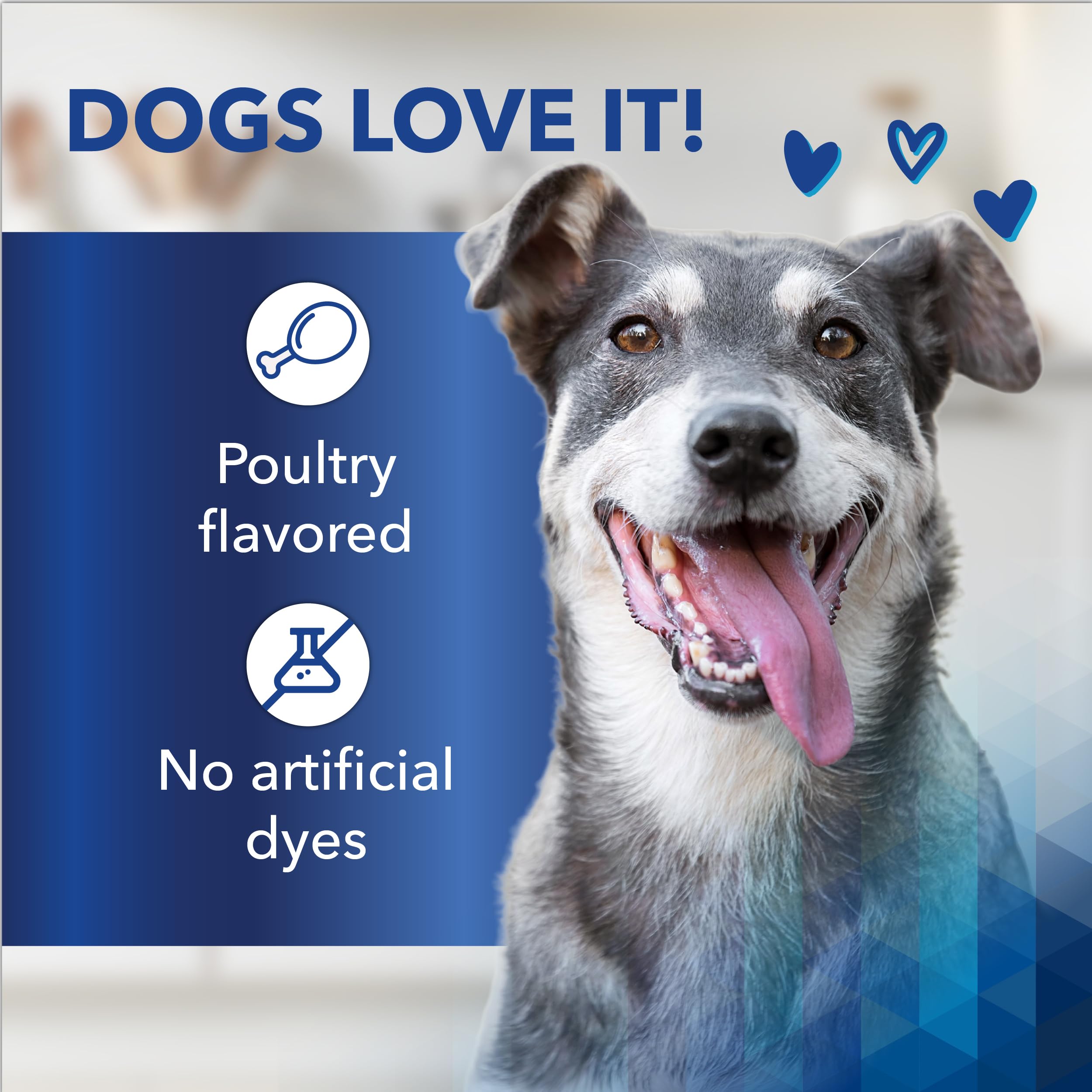 Ceva Clenz-A-Dent Breakables dental chews shown with their poultry flavor information.