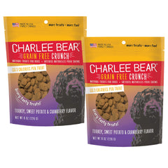 Charlee Bear Crunchy Dog Training Treats bags shown from the front.