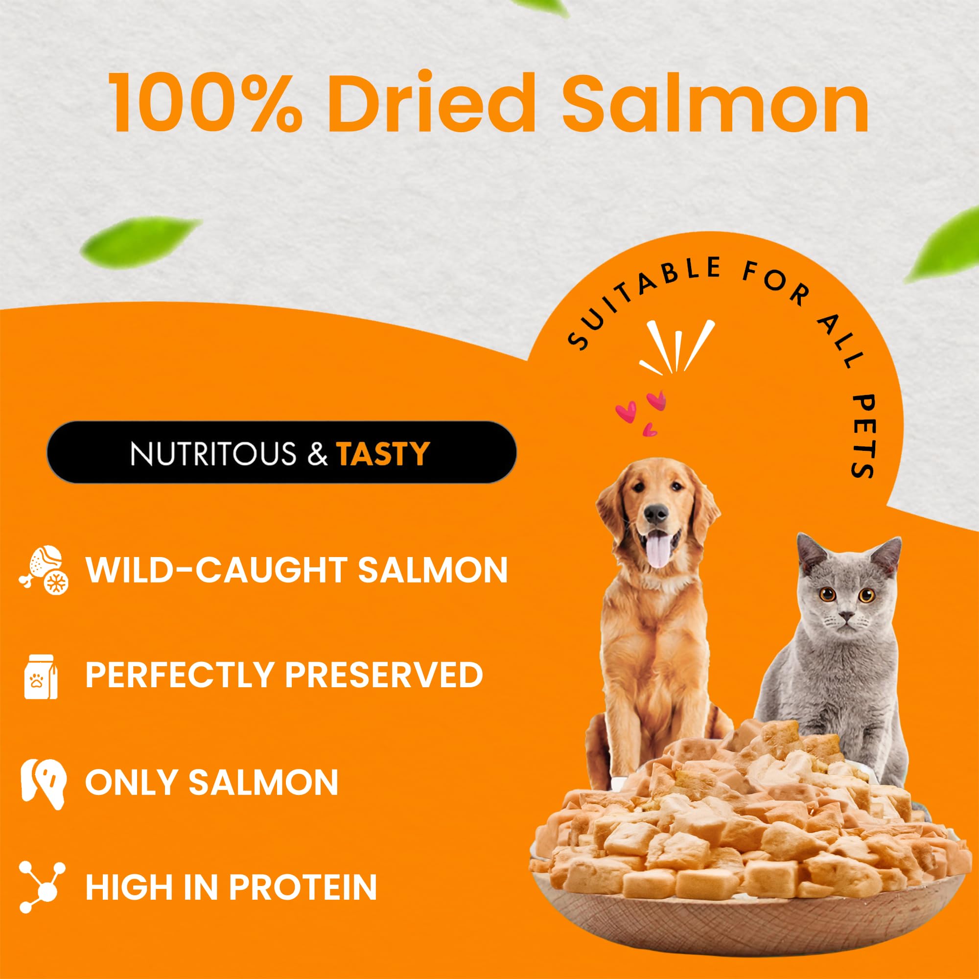 Chef Kitty salmon treats shown as a reward for a dog.