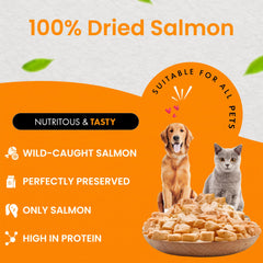 Chef Kitty salmon treats shown as a reward for a dog.