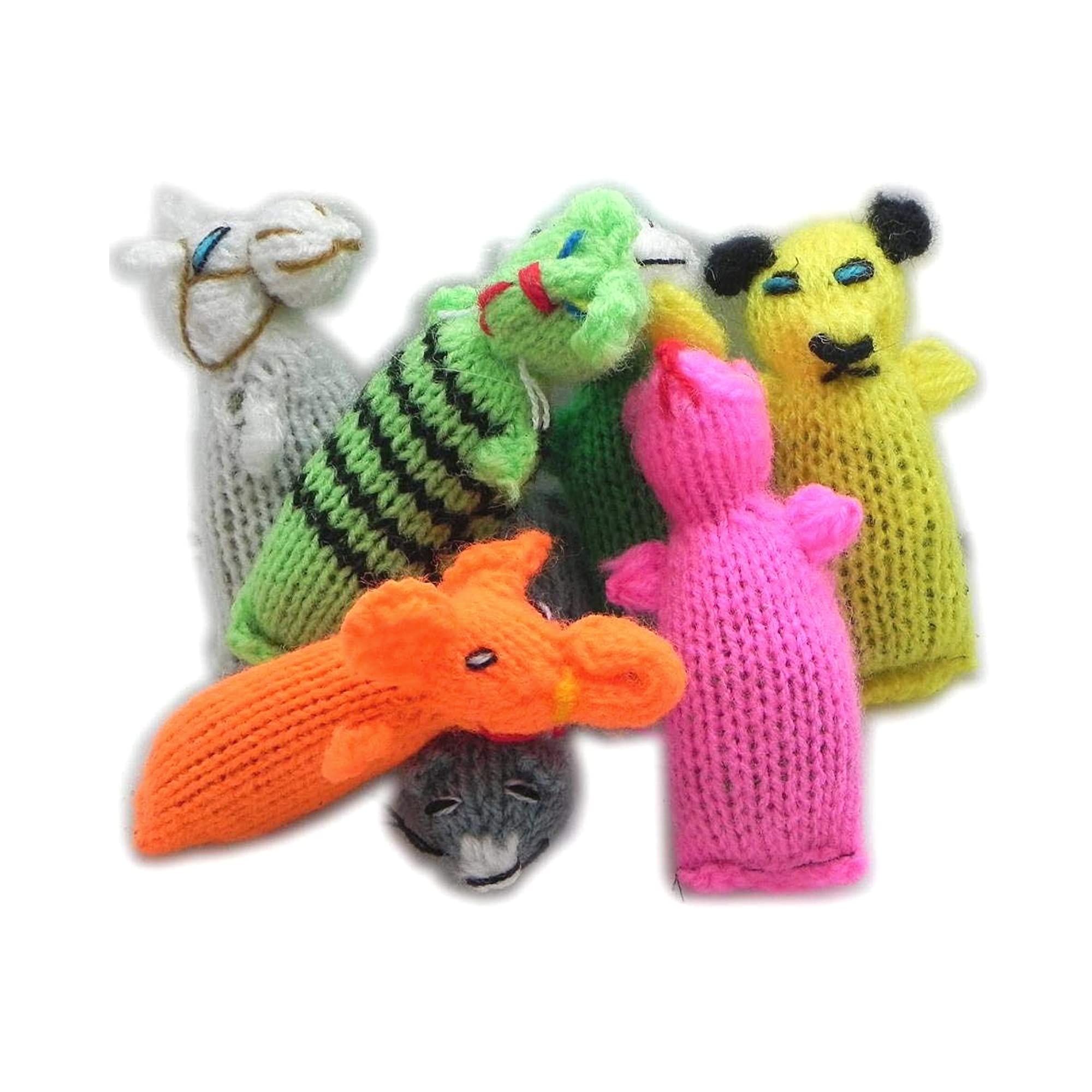 Chilly Dog wool cat toy shown from the front in an assorted barn-yarn animal design.