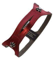 ChokeFree Pet Shoulder Collar in metallic red with paw ornaments, shown from the front.