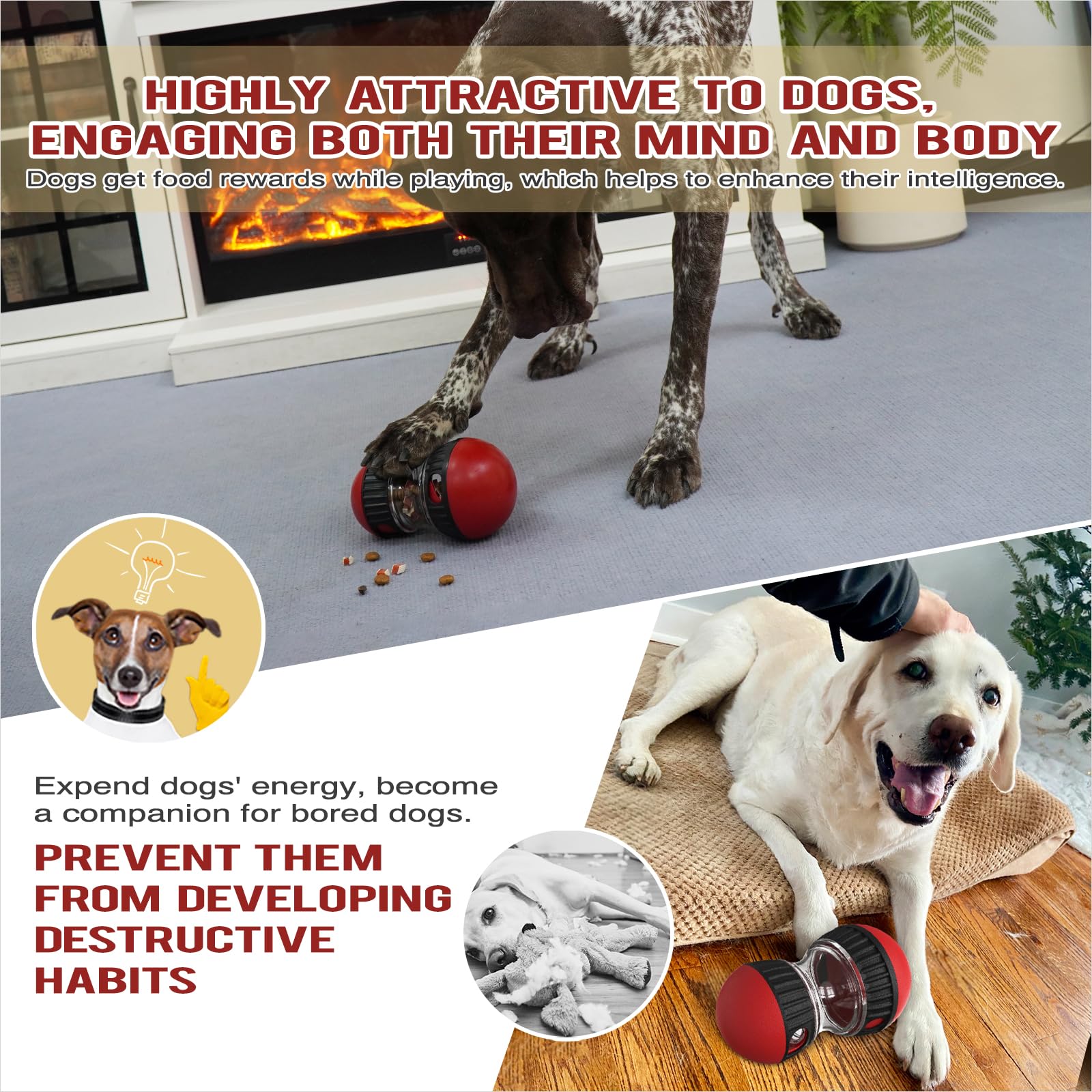Chronanagese dog puzzle toy showing its adjustable dispenser design for food rewards.