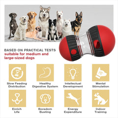 Chronanagese dog puzzle toy showing the differently sized spheres at both ends.