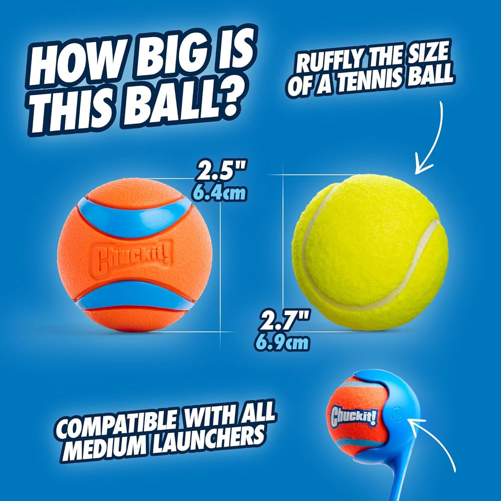 Chuckit! Duo 22M Double Launcher shown with a medium Chuckit! ball.
