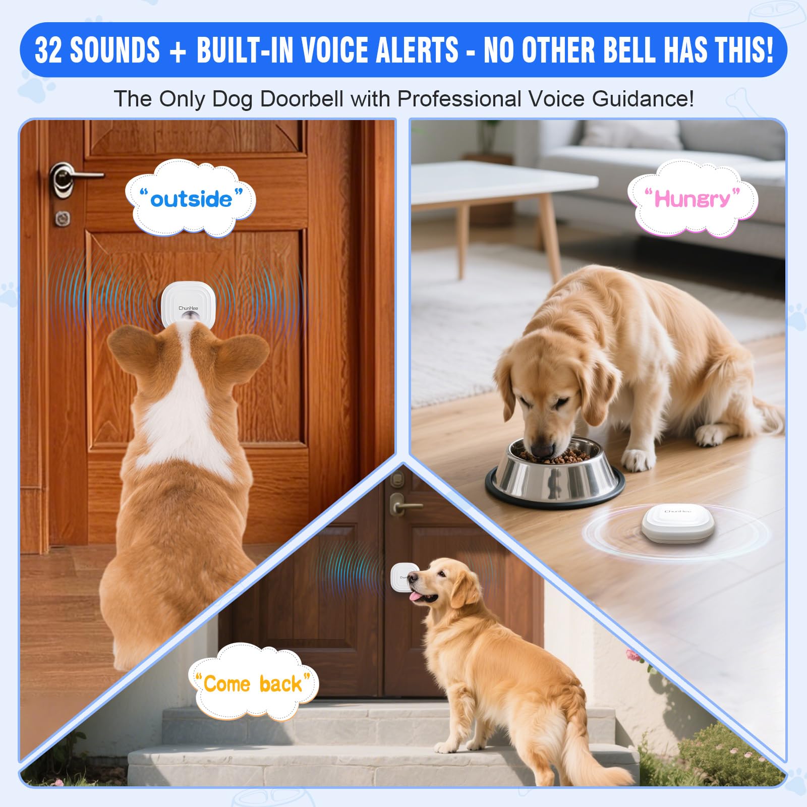ChunHee dog door bell receiver shown plugged in for use.