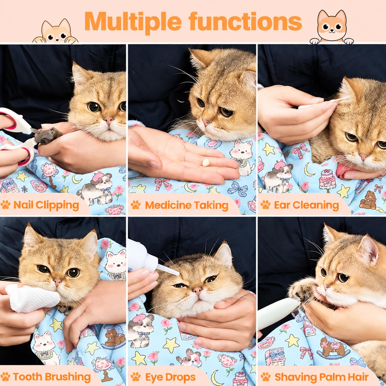 CKNCY cat grooming wrap shown protecting belongings during travel.