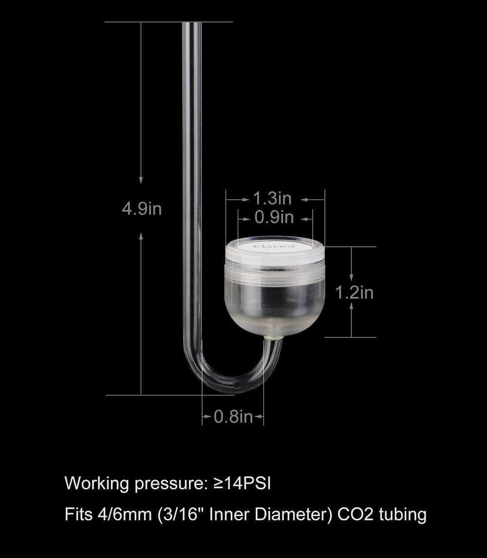 Clscea acrylic CO2 diffuser showing the CO2 tubing connection.