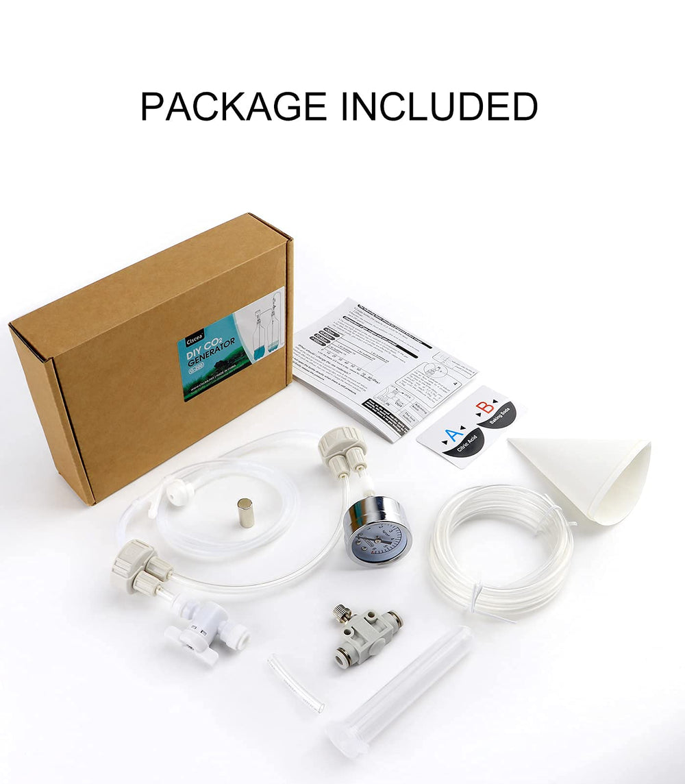 Clscea aquarium CO2 generator kit needle valve and white on/off valve.