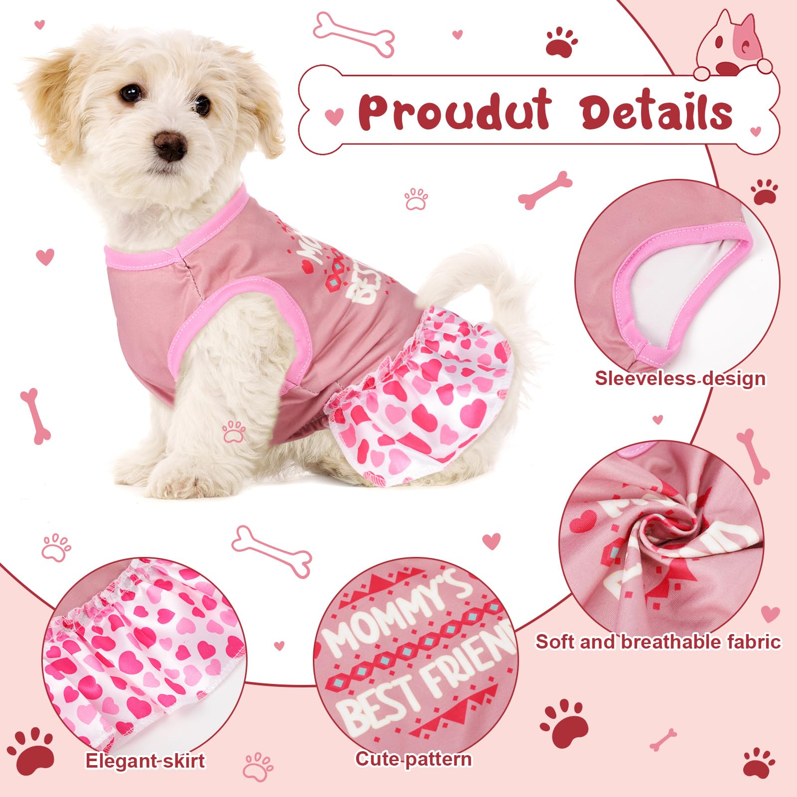 Clysee dog dress showing its playful polka dot pattern.