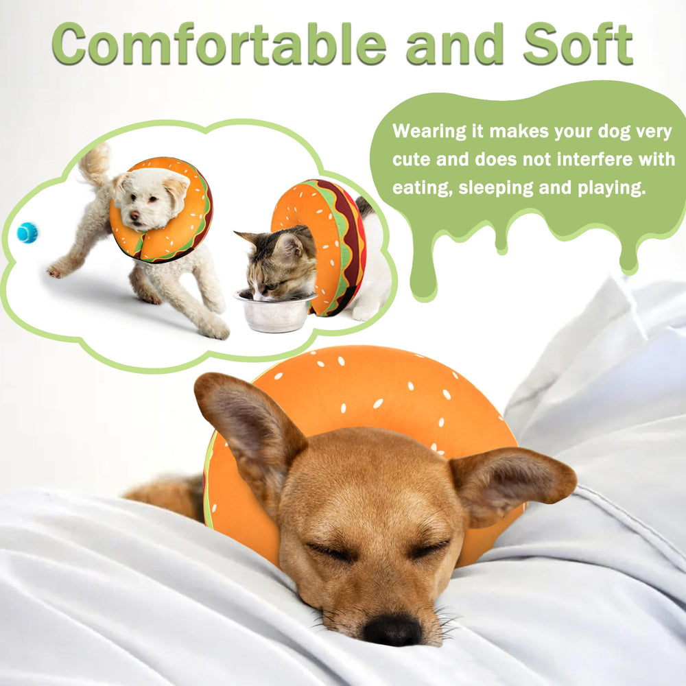 Cneo Inflatable Dog Cone Collar shown worn by a pet during recovery.