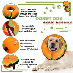 Cneo Inflatable Dog Cone Collar with the side zipper open for inner bag removal.