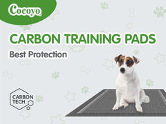 COCOYO dog training pad shown in use for puppy potty training.