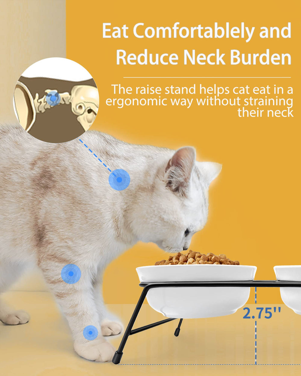 COMESOON raised cat bowl with a close view of its ceramic finish.