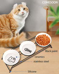 COMESOON raised cat bowls featuring the fishbone pattern.