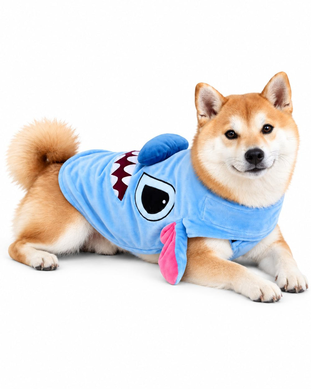 ComfyCamper 3D blue alien dog cape shown from the front.