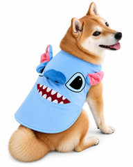ComfyCamper 3D blue alien dog cape size chart for choosing a fit.
