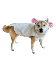 ComfyCamper Sheep Dog Costume showing the sheep headpiece with pink ears and matching cape.