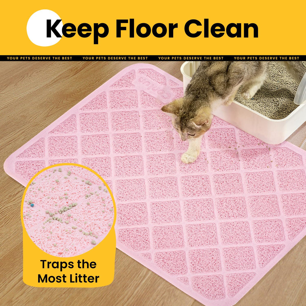 Conlun Cat Litter Mat close-up showing the deep grooves in its grid surface.