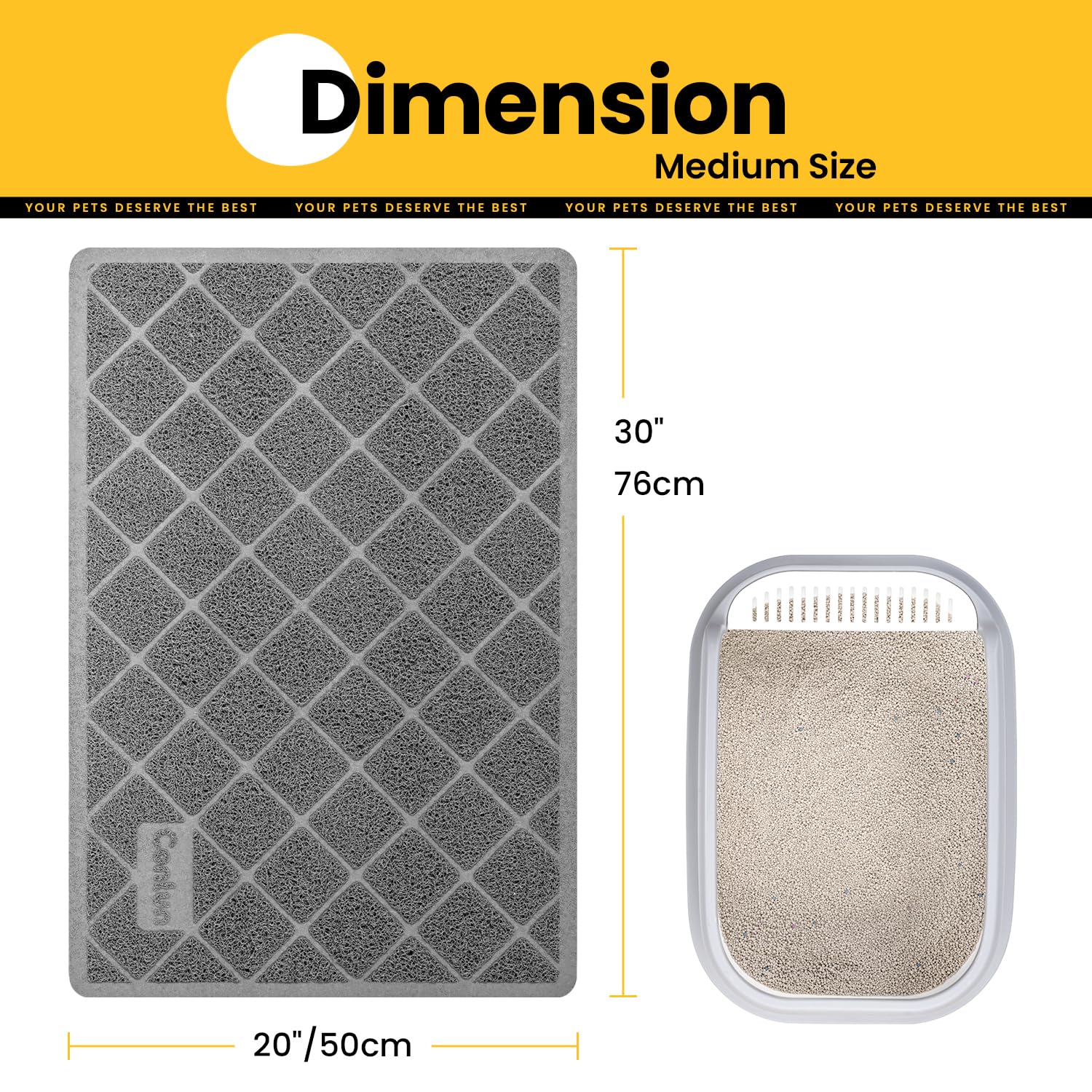 Conlun cat litter mat close-up showing the deep grooves in its grid mesh.