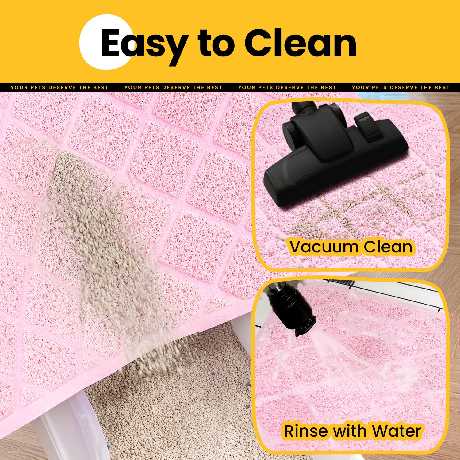 Conlun Cat Litter Mat being rinsed with soapy water for cleaning.