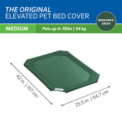 Coolaroo pet bed replacement cover fitted on an original elevated pet bed.