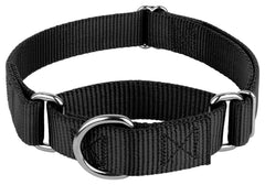Country Brook Petz Martingale Dog Collar shown from the front in black.