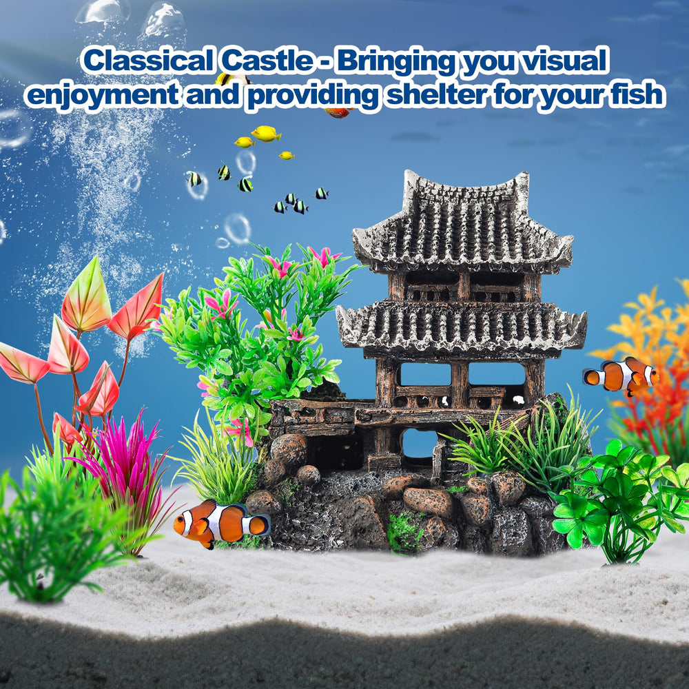 CousDUoBe resin aquarium decoration highlighting the castle arches and corners.