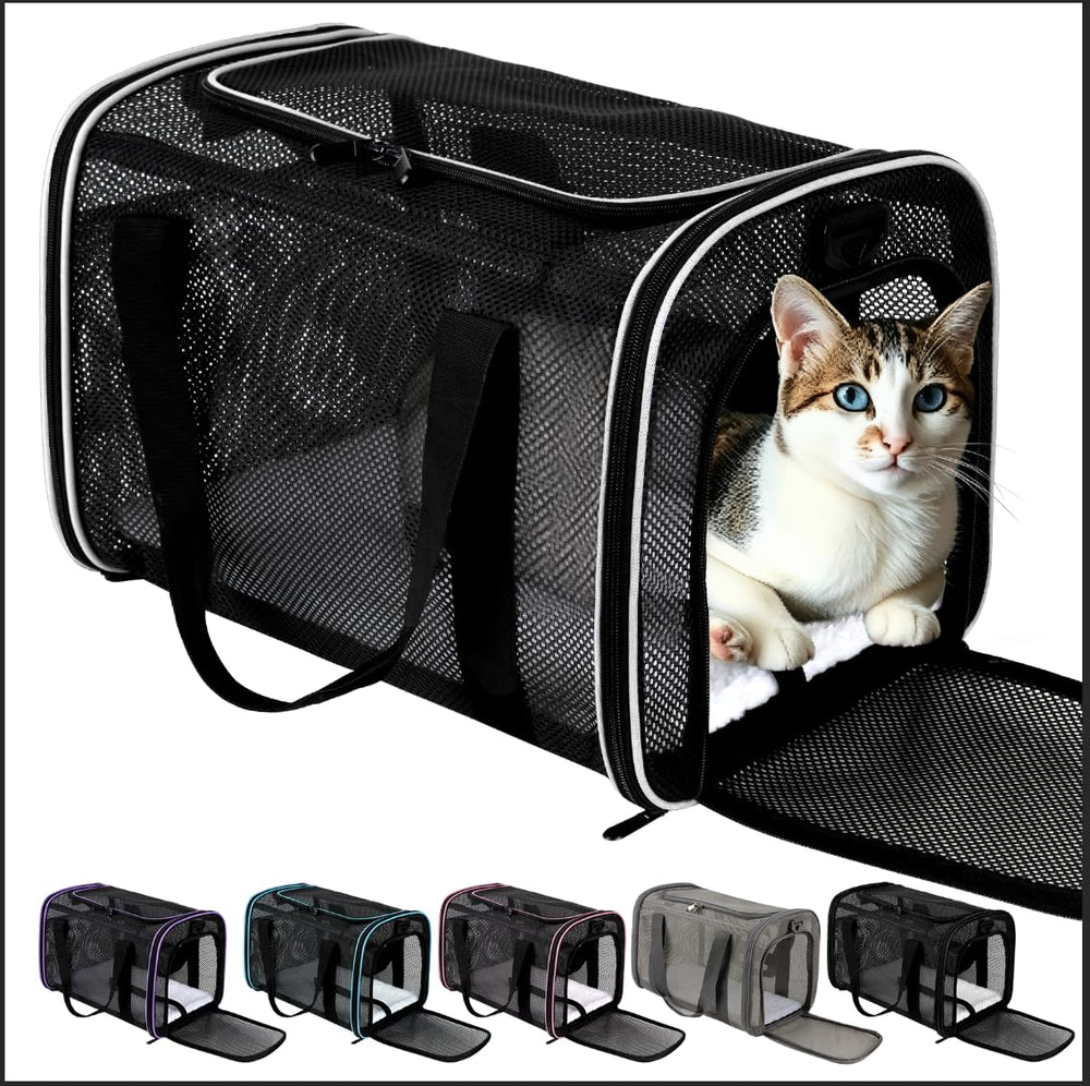 CRKOIAXEP soft-sided pet carrier with breathable mesh panels on all four sides.