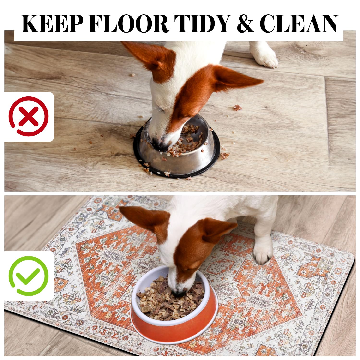 Cuslnox pet feeding mat detail showing the anti-skid rubber backing.