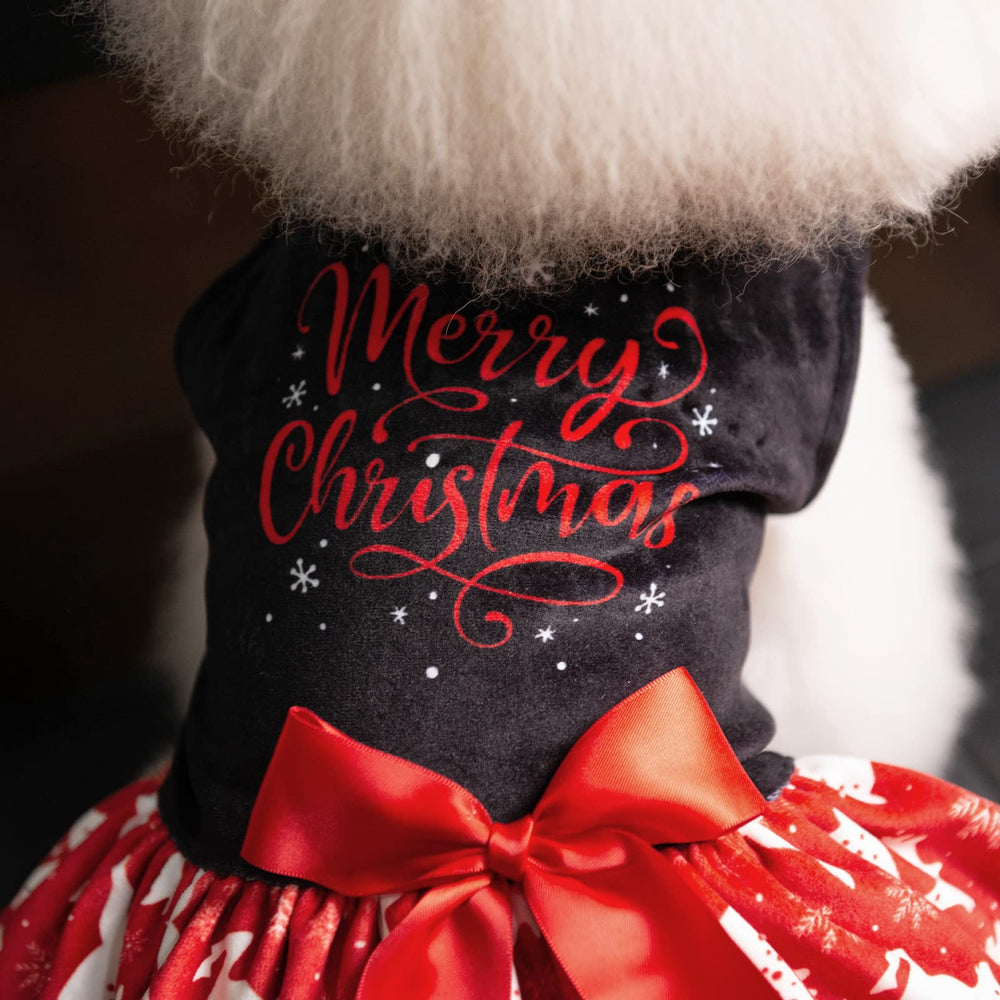 CuteBone dog dress highlighting its festive reindeer styling.