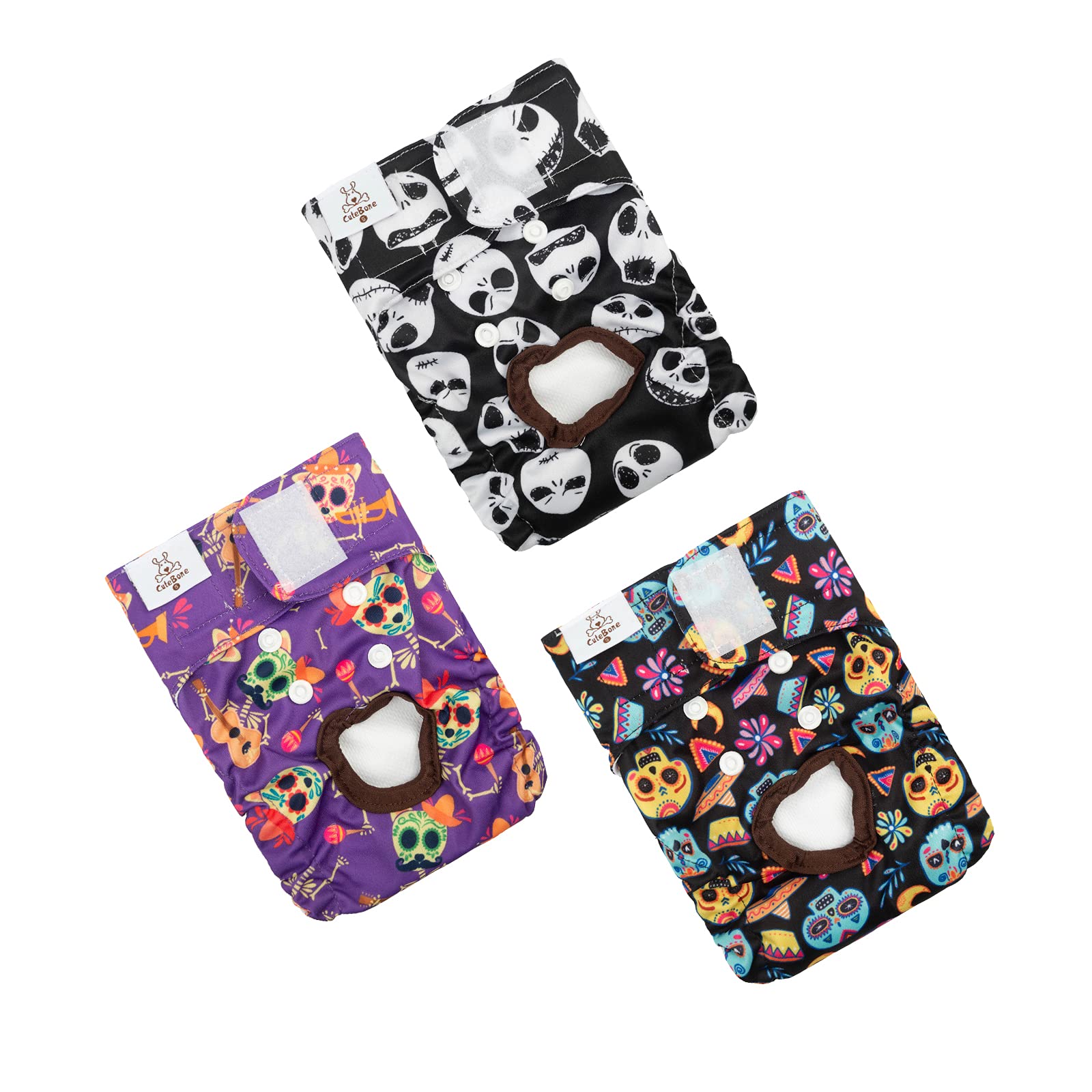 CuteBone female dog diapers shown from the front as a reusable three-pack.
