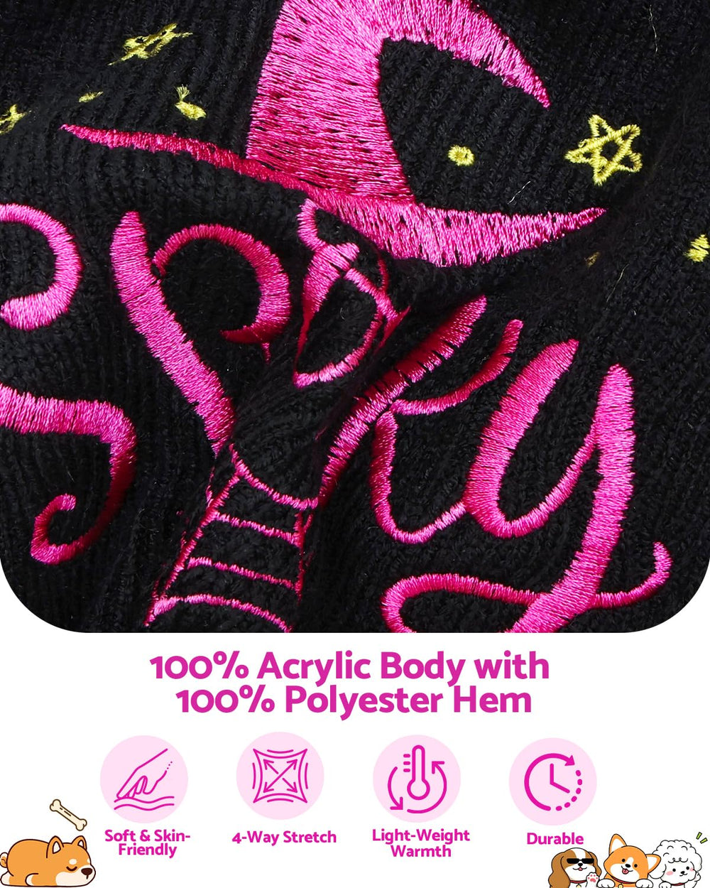 CuteBone Halloween dog sweater dress with a pink rhinestone bow detail.