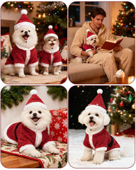 CuteBone Santa dog costume showing the fluffy white trim against the red fabric.