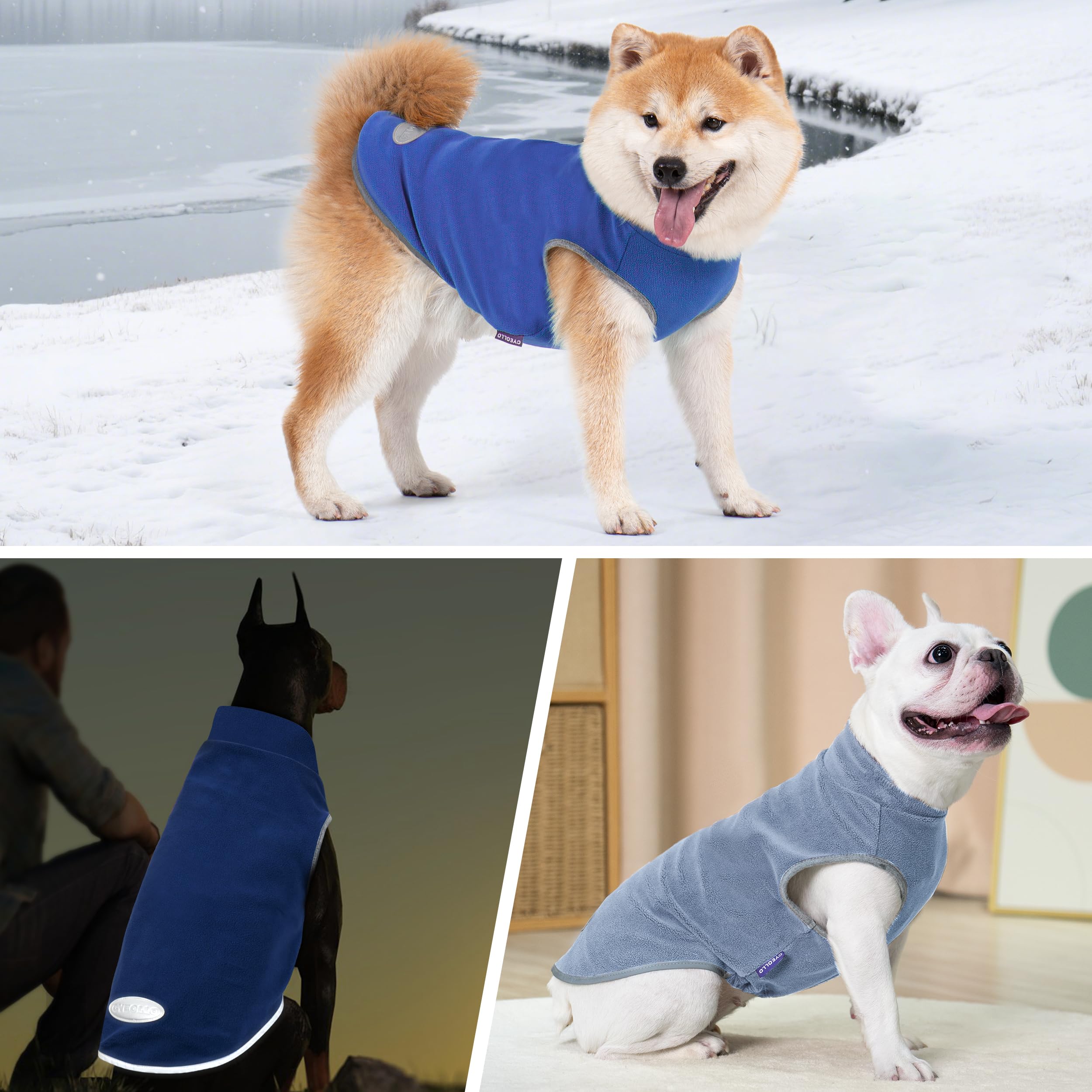 cyeollo two-pack dog sweaters shown in two different colors.