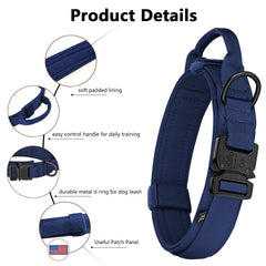 DAGANXI Tactical Dog Collar detail highlighting the built-in control handle.