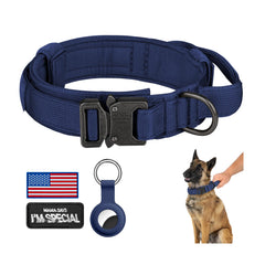 DAGANXI Tactical Dog Collar shown from the front in Midnight Blue.