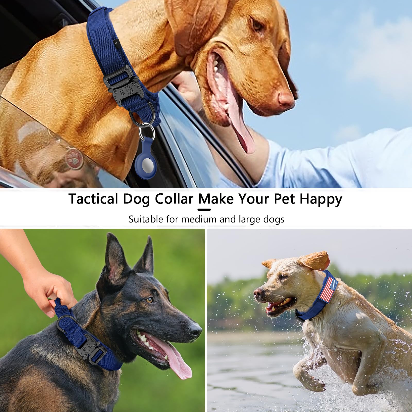 DAGANXI Tactical Dog Collar with the included Mama Says I’m Special and American flag patches.
