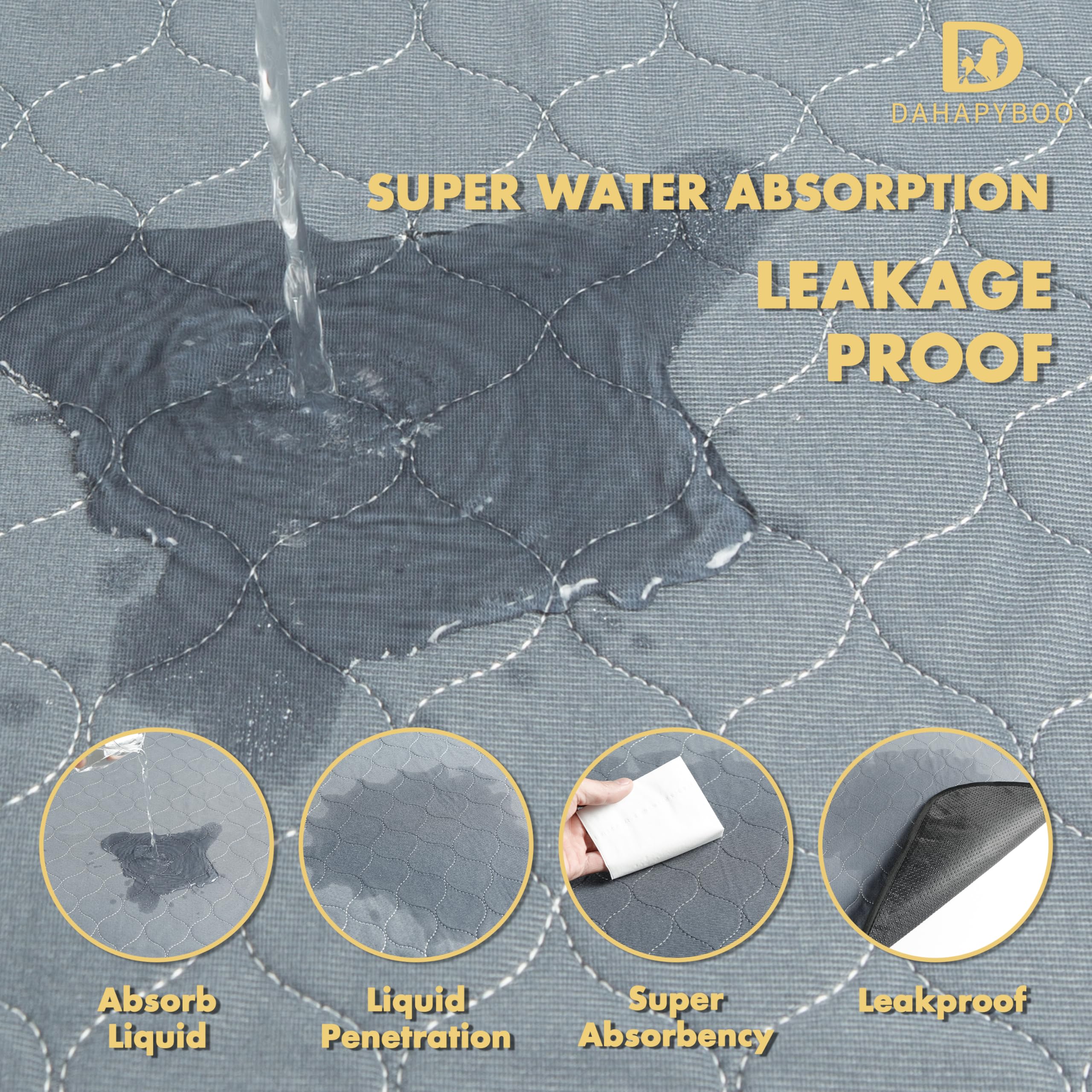 DAHAPYBOO washable dog pee pads shown close up to highlight the layered fabric.
