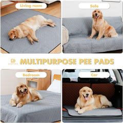 DAHAPYBOO washable dog pee pad shown protecting a sofa surface.